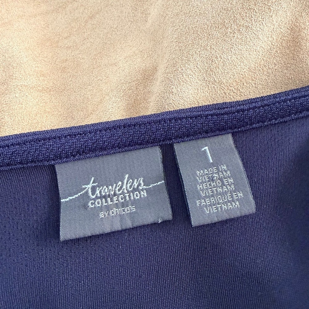 Travelers‎ Collection by Chico's Jacket 1 Navy Tan Colorblock Slightly Cropped - Picture 5 of 7
